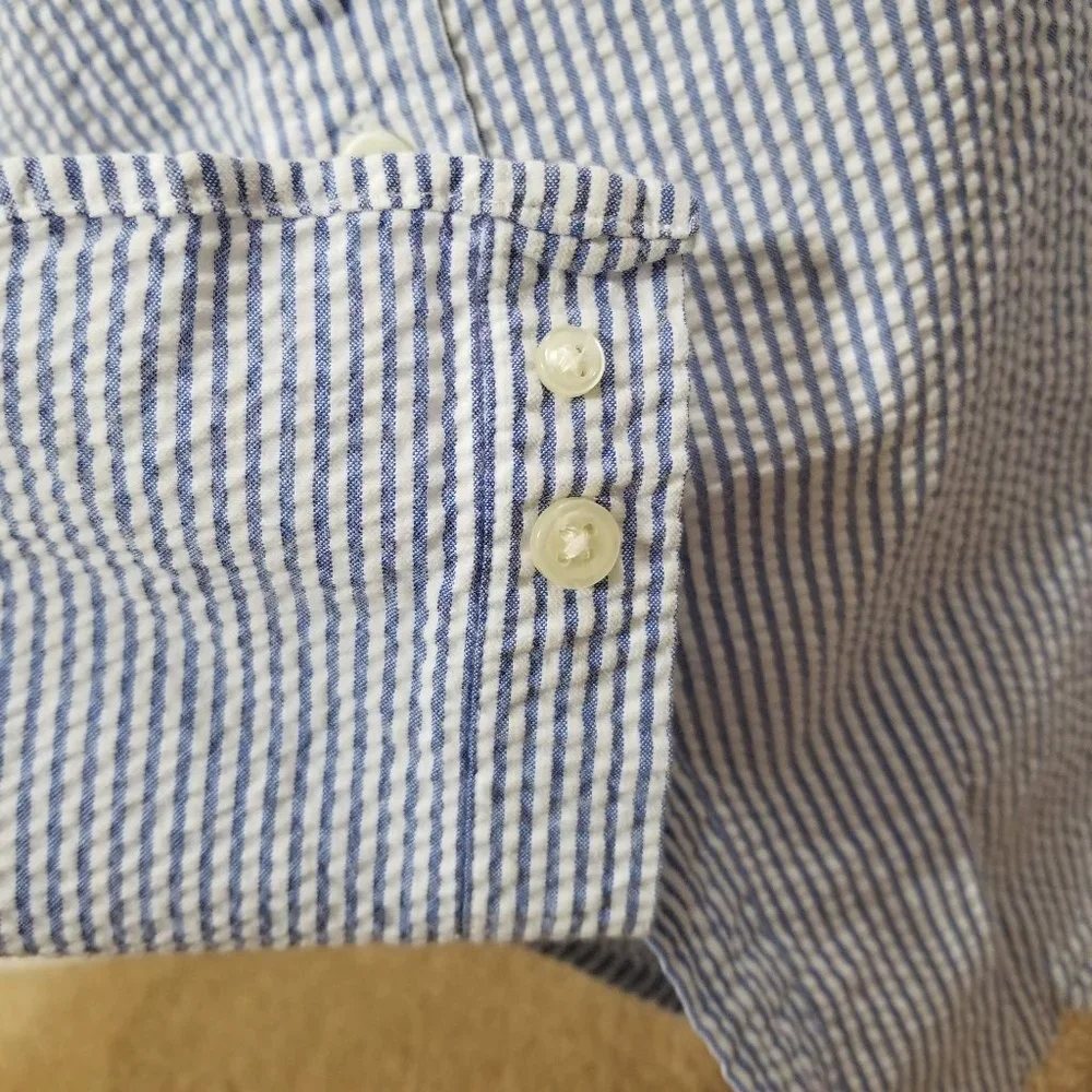 Ralph Lauren shirt Large 16/18 seersucker striped button down polo preppy cotton